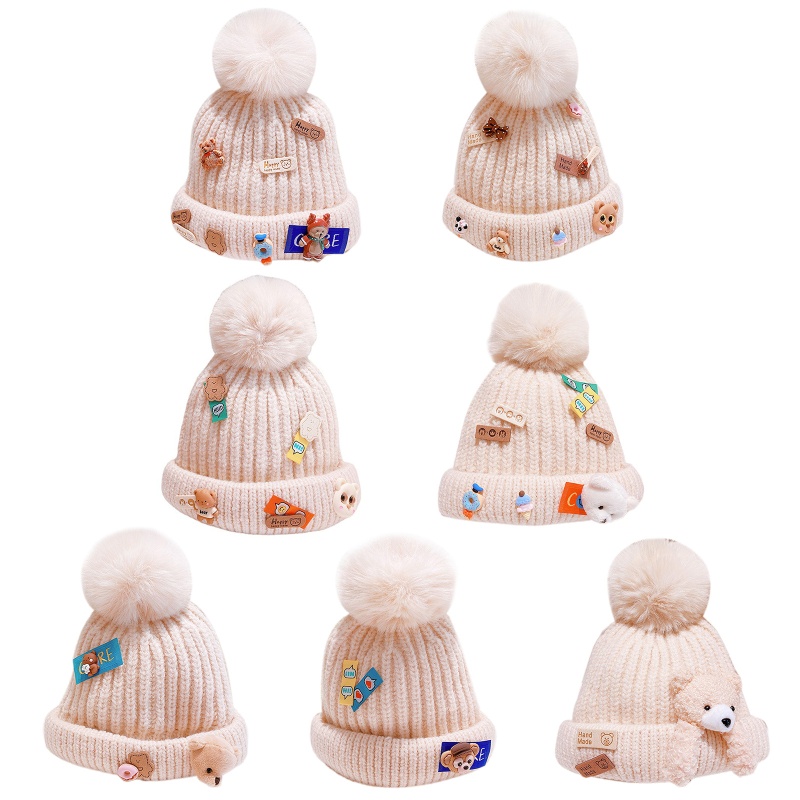 Mũ Len Beanie Họa Tiết Hoạt Hình Dễ Thương Cho Bé