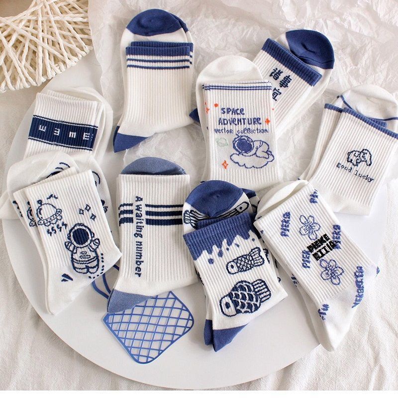 Đôi vớ cotton cổ cao màu trơn thời trang cho nữ