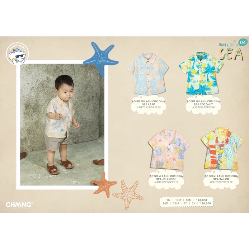 Áo lanh bé trai cúc giữa sea sailor