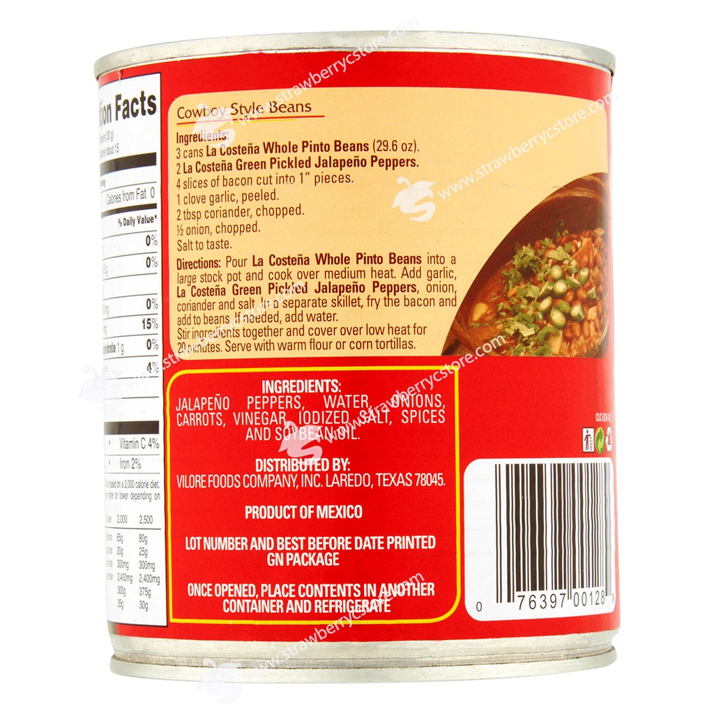 Ớt Jalapeno Nguyên Trái Đóng Hộp La Costena, Hộp 737g