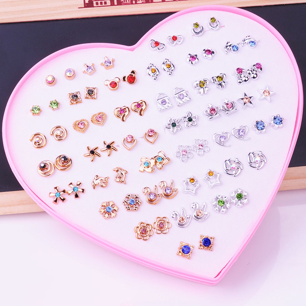 Hộp 36 đôi khuyên tai nhiều kiểu dáng mini đáng yêu thời trang dành cho nữ