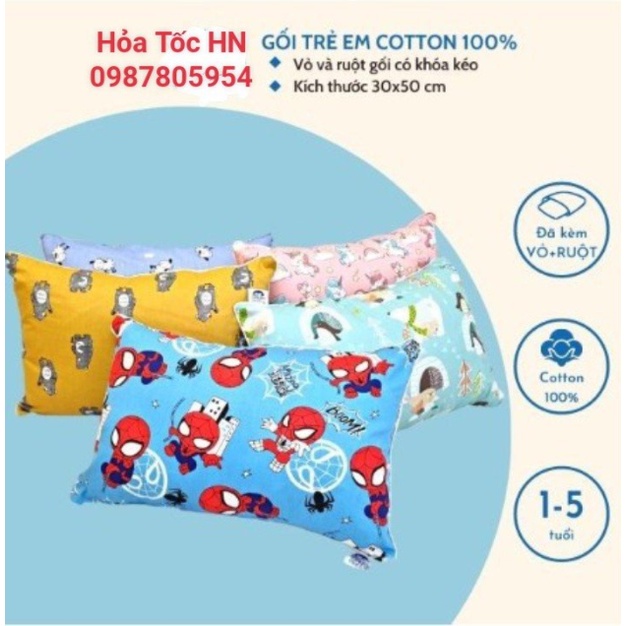 Gối MUJI Trẻ Em Cotton 100% 30x42cm, Gối Cho Bé 1 Tuổi Đến 10 Tuổi