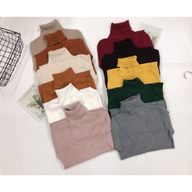 Áo len cổ cao nữ phong cách Hàn Quốc, Len quảng châu siêu mềm mịn | BigBuy360 - bigbuy360.vn