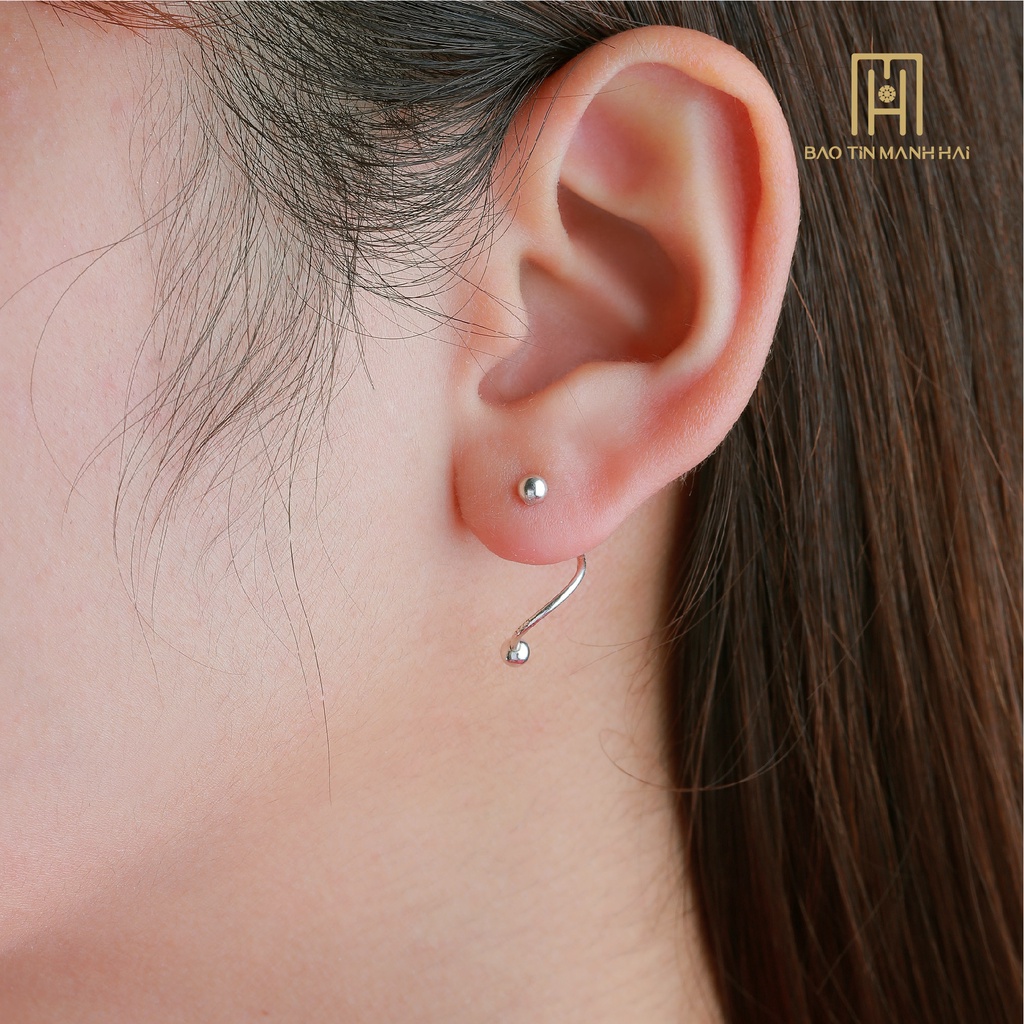 Bông tai Bạc 925 nữ hình xoắn phong cách hàn quốc BTB02 Bảo Tín Mạnh Hải