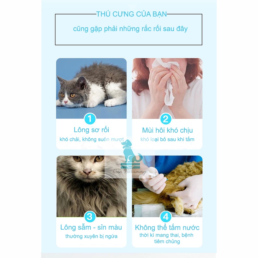 [Mã 155FMCGSALE giảm 7% - tối đa 100K đơn 500K] Sữa tắm khô cho chó mèo Borammy