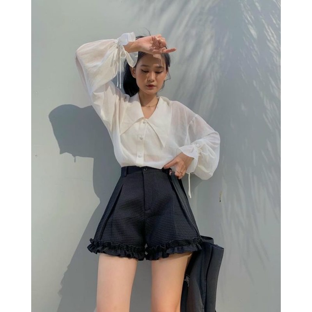 Quần Xốp nhún lai bèo Cạp Cao Xòe Siêu Hot