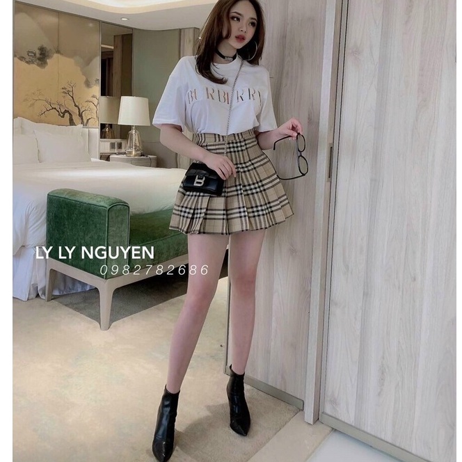 Chân váy xòe xếp ly kẻ BB RY Quảng Châu