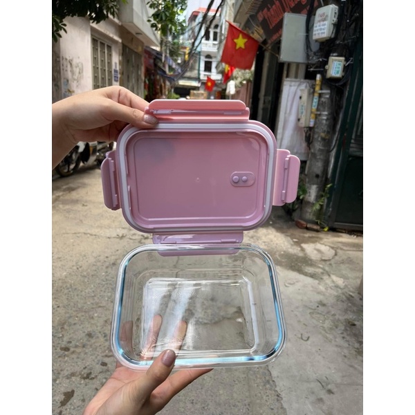 Thố / Hộp thuỷ tinh 1 ngăn 1040ml red cherry