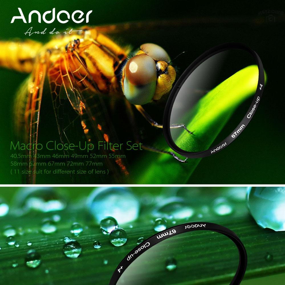 ღ  Andoer 55mm Macro Close-Up Filter Set +1 +2 +4 +10 with Pouch for Nikon Canon Tamron Sigma Sony Alpha A200 A450 A300 DSLRs