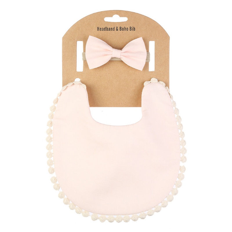 Set 2 Yếm Ăn Vải Cotton Mềm Màu Trơn Thắt Nơ Hình Tam Giác