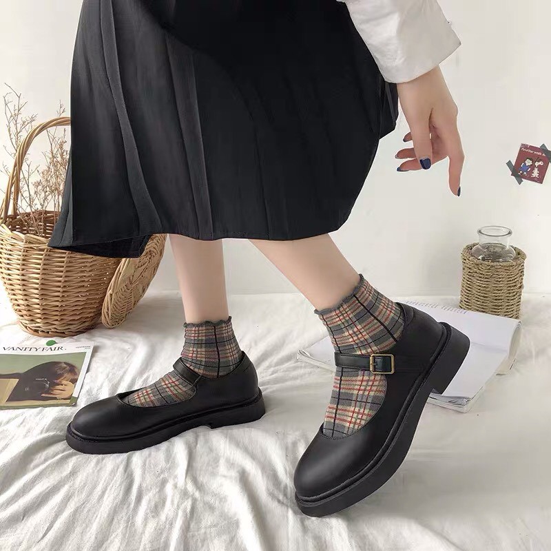 Giày búp bê Nhật Bản Mary Jane đế cao 2cm style vintage đáng yêu