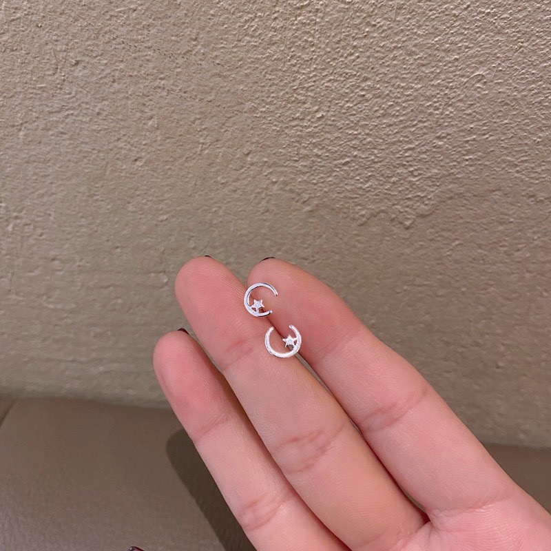 Khuyên Bạc Ta Cao Cấp CaoBac Silver Vầng Trăng Khuyết Dễ Thương Làm Quà Tặng Cho Bạn Gái