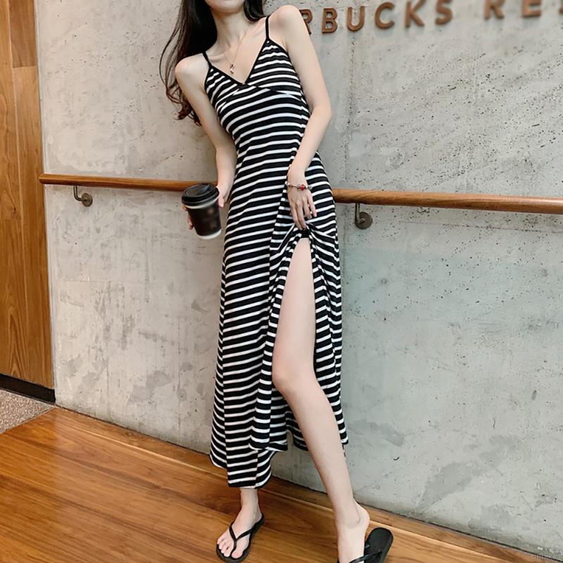 Đầm Hai Dây Xẻ Tà Phong Cách Hàn Quốc Thời Trang Quyến Rũ