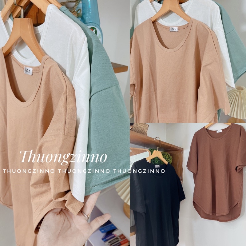 [Ảnh thật/Video]Áo phông nữ vạt tôm dáng mới Áo thun nữ cổ vát form rộng kiểu năng động cá tính