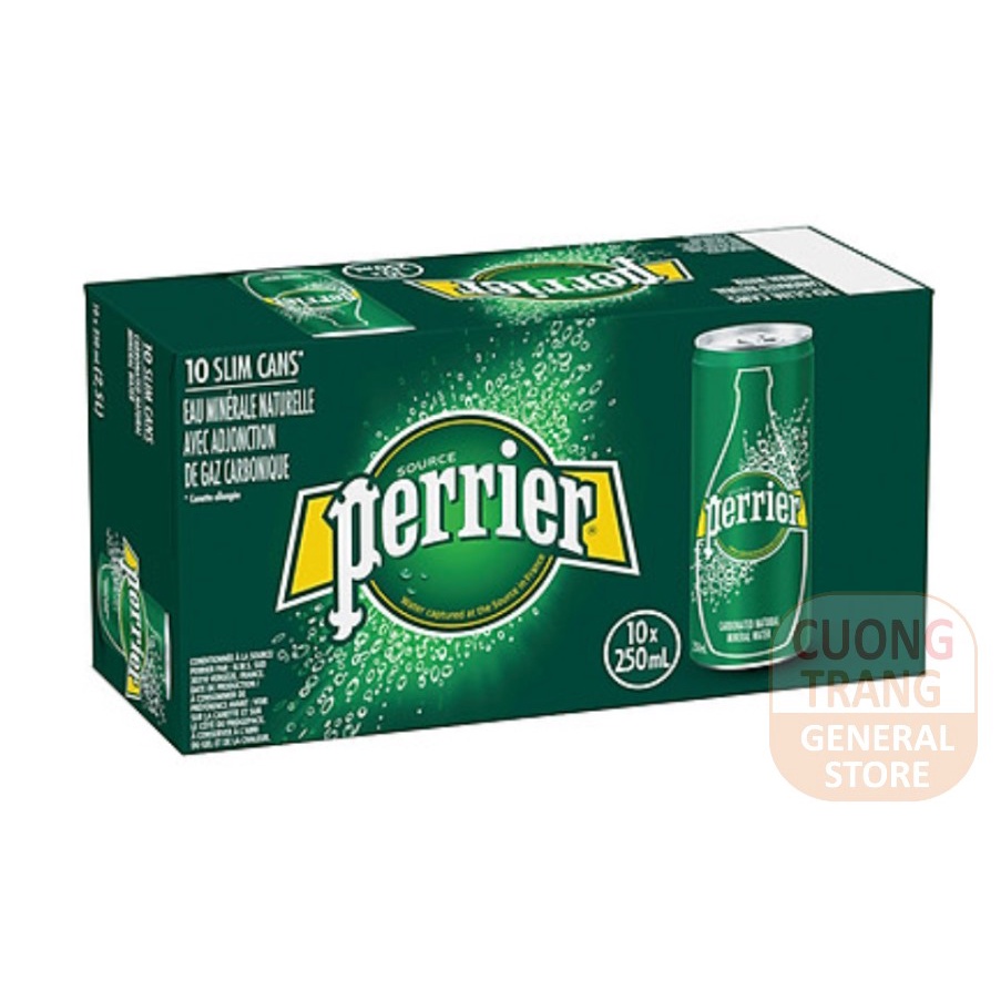 Nước giải khát sản xuất từ nước khoáng Perrier, hương chanh vàng, hương chanh xanh, hương đào 250ml