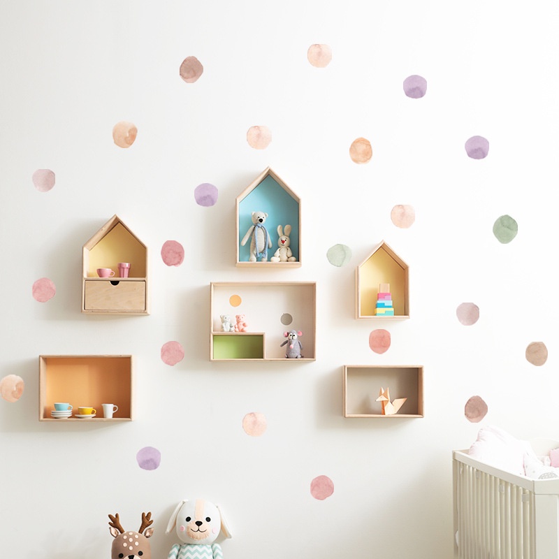 Miếng Dán Tường / Tủ Lạnh / Phòng Ngủ Họa Tiết Chấm Bi Màu Nước DIY Mới