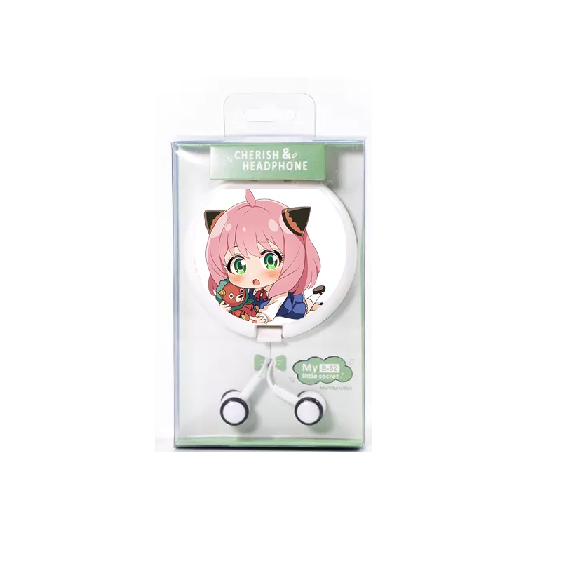 Tai nghe hộp tròn in hình SPY x Family ver nằm Gia đình điệp viên anime chibi nghe nhạc tiện lợi