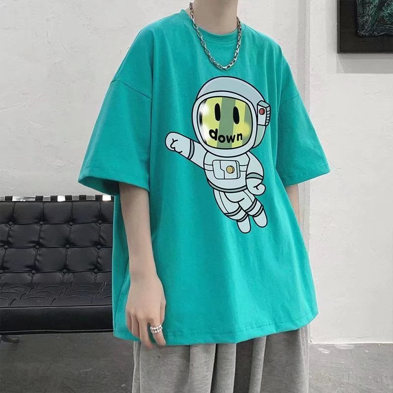 Áo Thun Tay Ngắn Dáng Rộng In Hình Phi Hành Gia Kiểu Hip-Hop Nhật Bản Thời Trang Mùa Hè Cho Nam Và Nữ Cỡ M-8XL