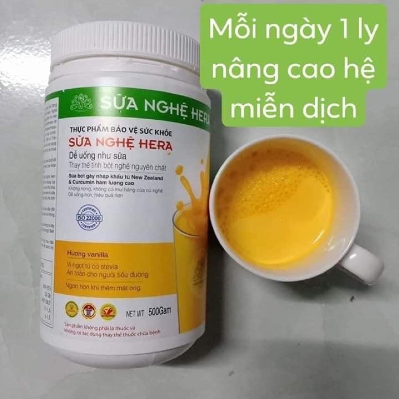 Sữa nghệ Hera hộp 500g - tốt cho người đau dạ dày và mẹ sau sinh + tặng tăm bông