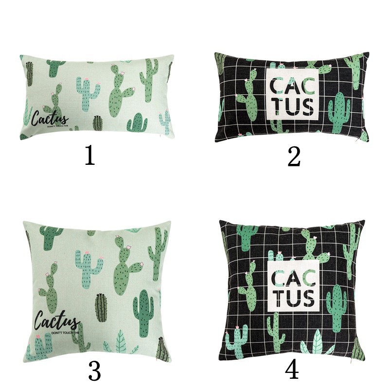 Vỏ gối vuông họa tiết xương rồng độc đáo trang trí nội thất | BigBuy360 - bigbuy360.vn
