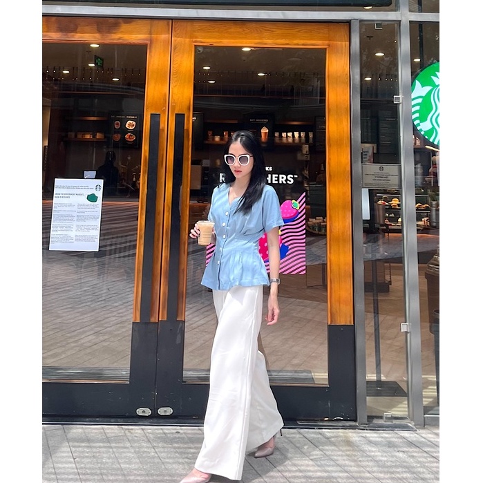 Quần Suông Lưng Cao E.studio Vải Khaki Dày