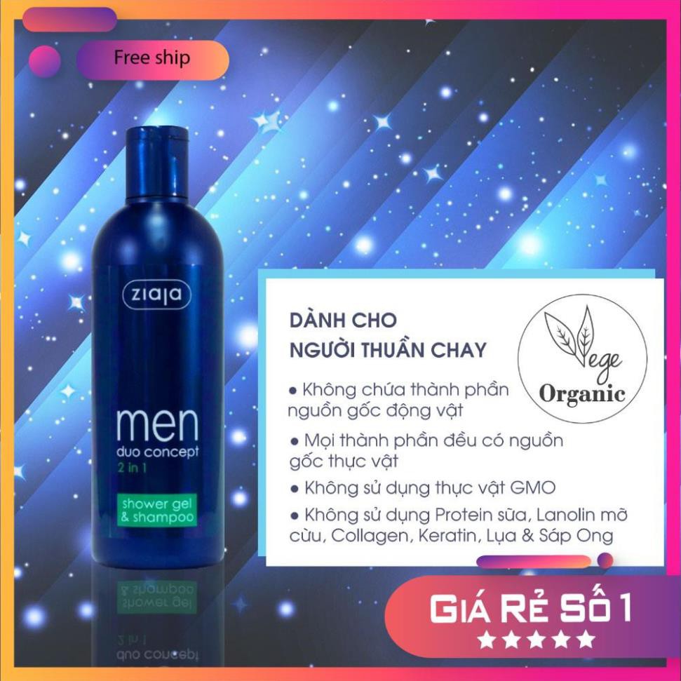 GEL TẮM GỘI 2IN1 DUO CONCEPT ZIAJA (ORGANIC) - DÀNH CHO NAM - 300ML | BigBuy360 - bigbuy360.vn