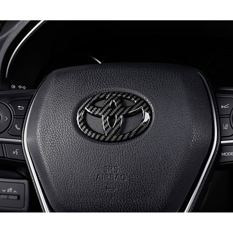 Miếng Dán logo Bằng Sợi carbon Trang Trí Vô Lăng Xe Hơi Toyota Vios Carola Want
