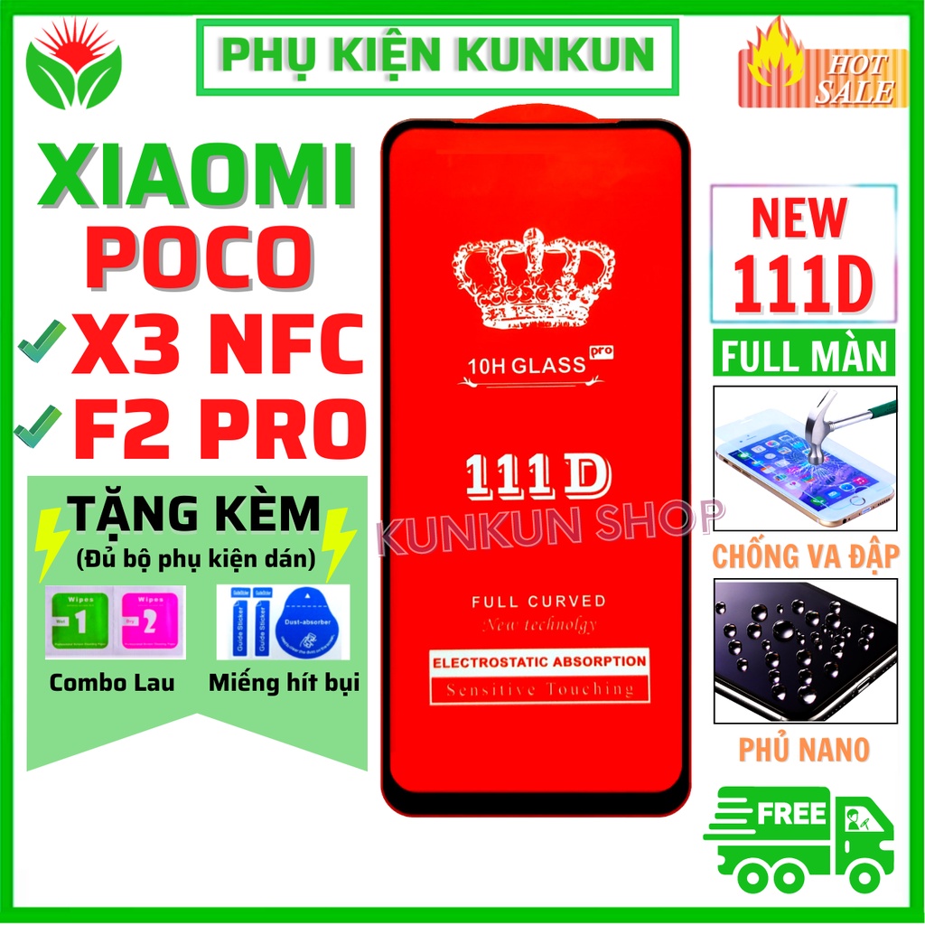 Kính cường lực Xiaomi POCO X3 NFC/ POCO F2 PRO - Cao cấp- Full màn hình 111D và Trong suốt - Độ cứng 10H [FreeShip_50K]