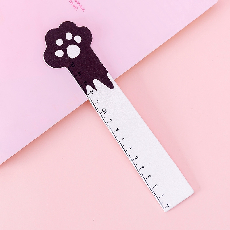 1 Thước Gỗ Hình Dấu Chân Mèo Hoạt Hình 15cm