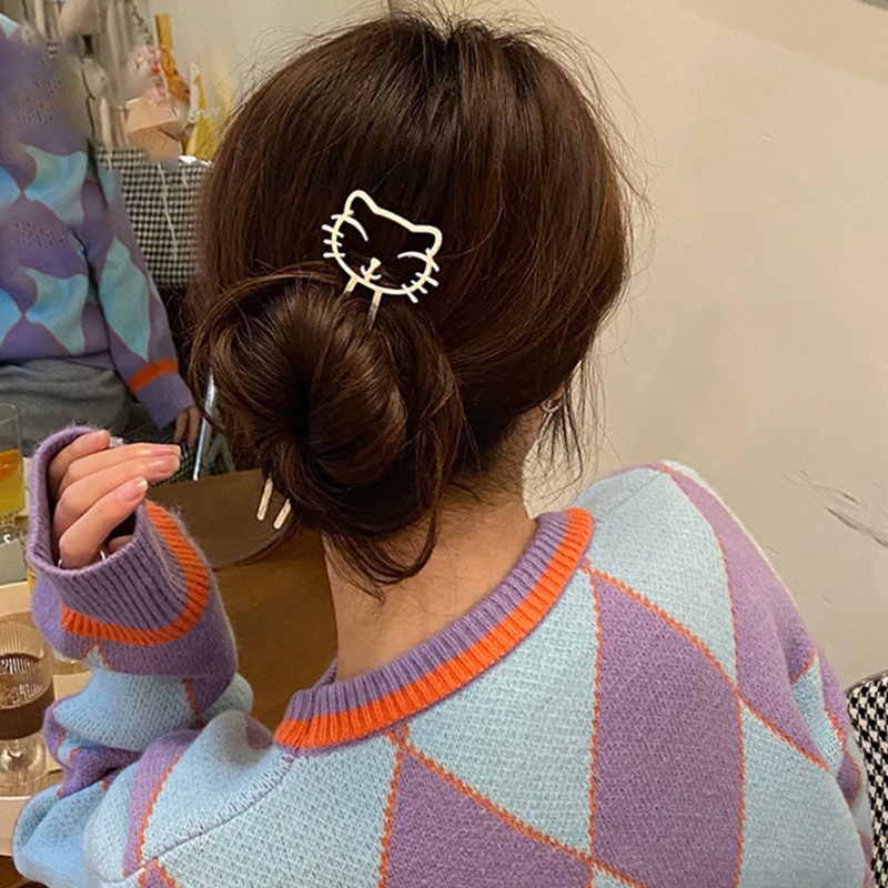 Kẹp Tóc Hình Mèo Bằng Kim Loại Nhám 2 Góc Tối Giản Hiện Đại Cho Nữ