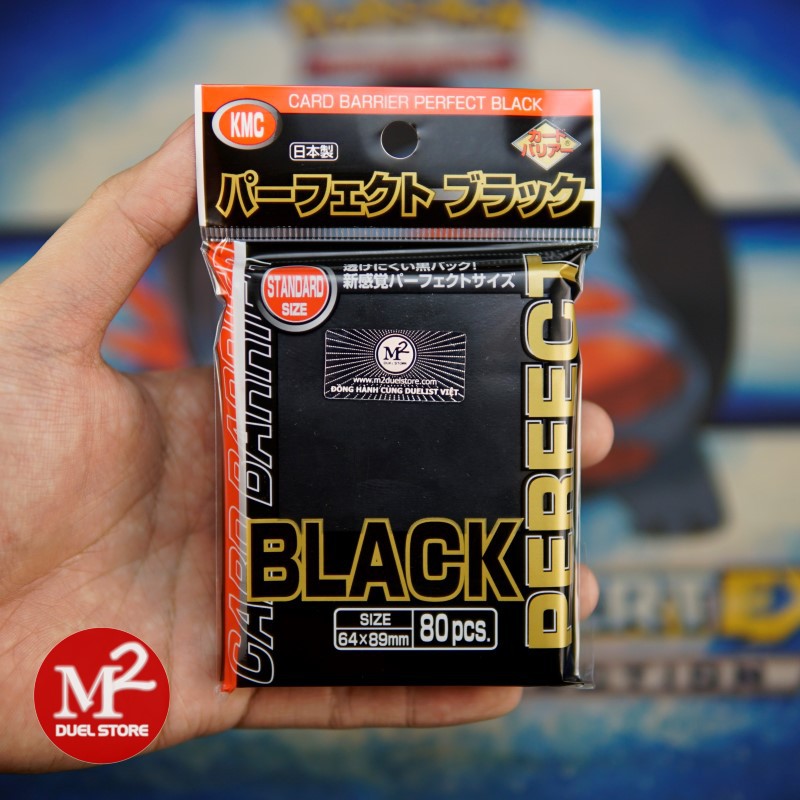 Bọc bài Standard Size KMC Card Barrier Perfect Fit Black - 80 cái size 64x89 mm cho Pokemon, Dragon Ball, Digimon