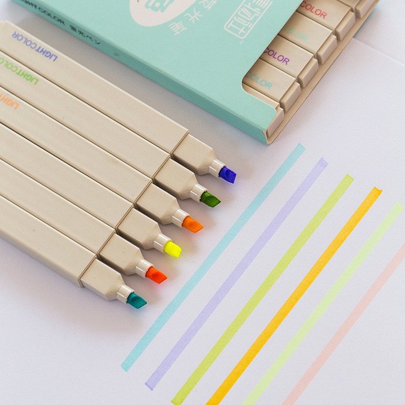 Bộ 6 bút dạ quang nhiều màu cho học sinh mỹ thuật/dây văn phòng