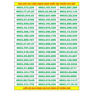 sim số đẹp mobi đầu 0933 giá bình dân