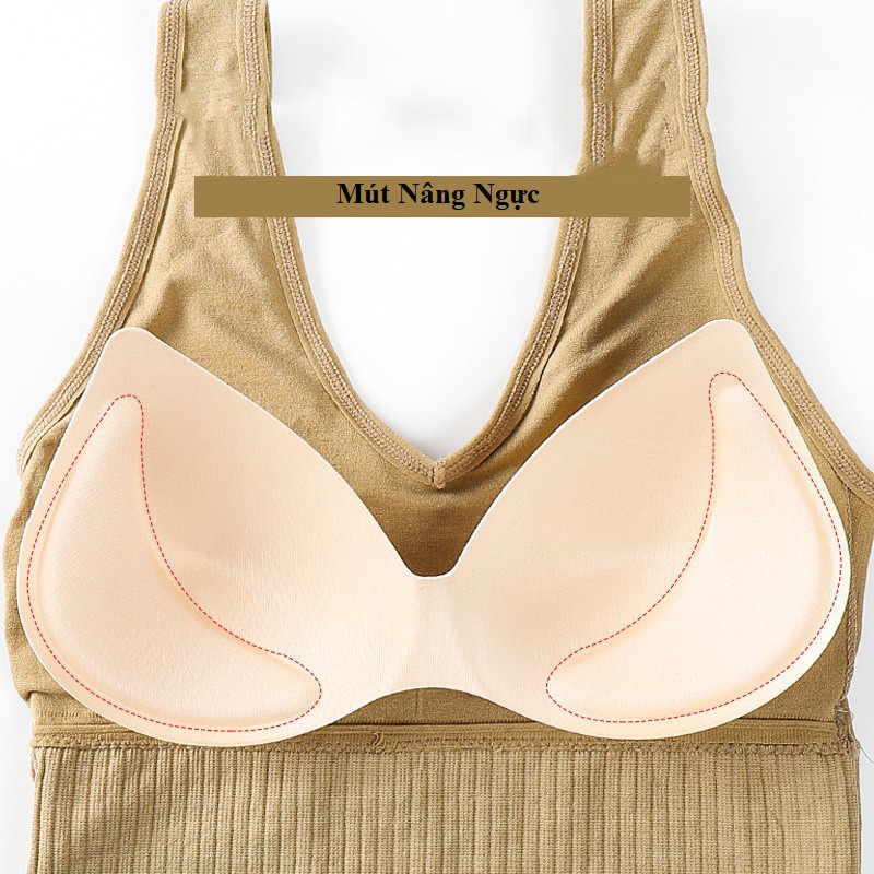 Áo bra thân lỡ thun tăm có mút ngực V90