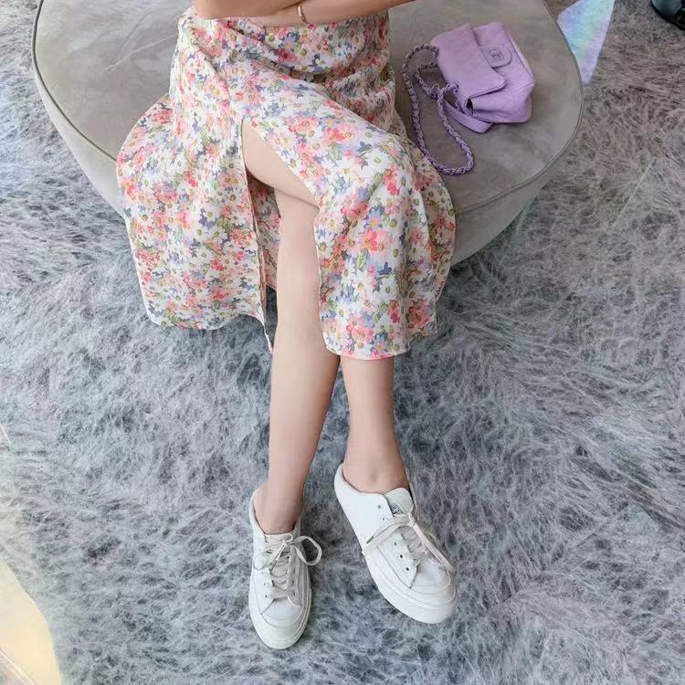 Đầm Voan Hoa Cổ Chữ V Ôm Eo Phong Cách Pháp Thời Trang Mùa Hè Hàng Mới Dành Cho Bạn Nữ