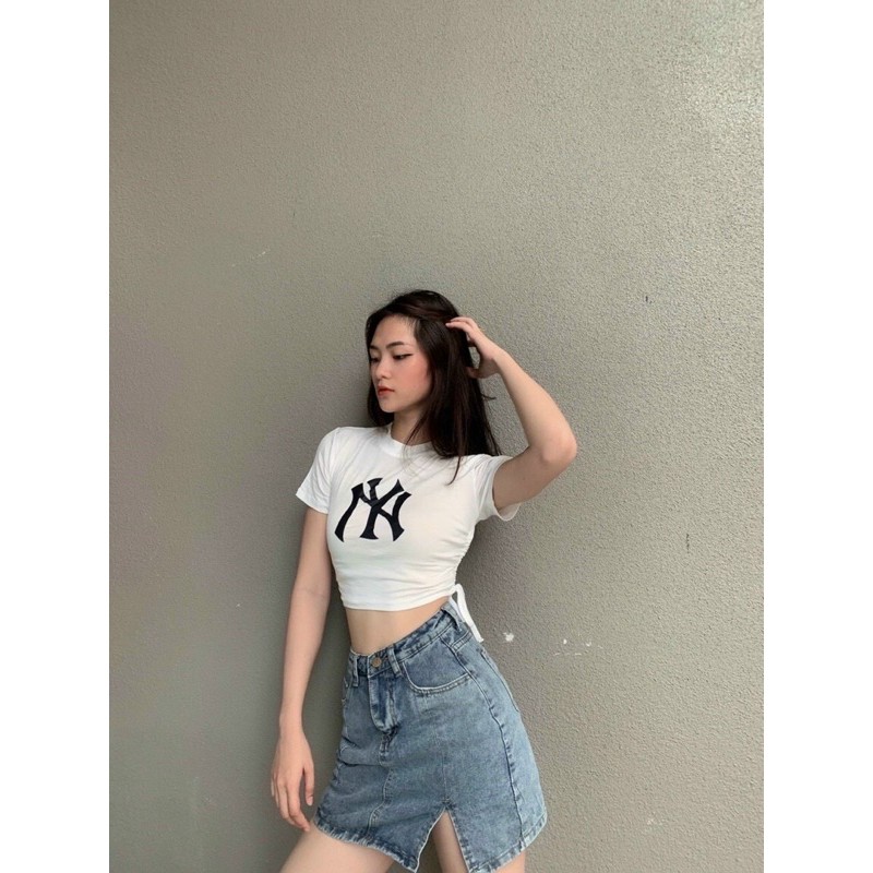 [Mã FAMAYWA giảm 10K đơn 50K] VIDEO_Áo croptop rút dây 2 bên eo in NYork | BigBuy360 - bigbuy360.vn