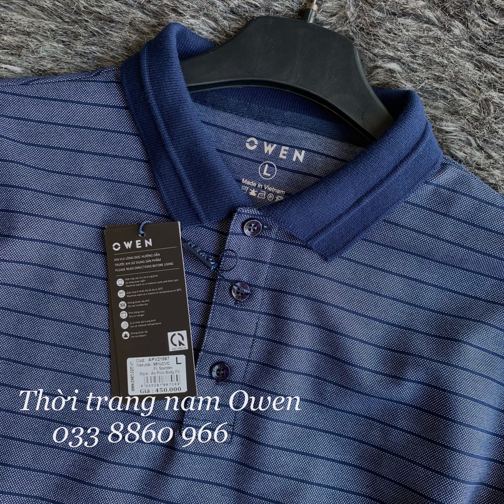 OWEN - Áo polo nam Owen màu xanh navy in họa tiết 231349 - Áo thun ngắn tay có cổ ...