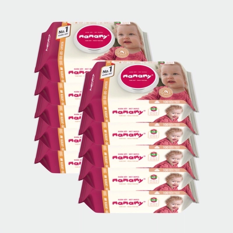 COMBO 8 GÓI KHĂN ƯỚT MAMAMY CÓ NẮP 120/100 TỜ CÓ MÙI, KHÔNG MÙI