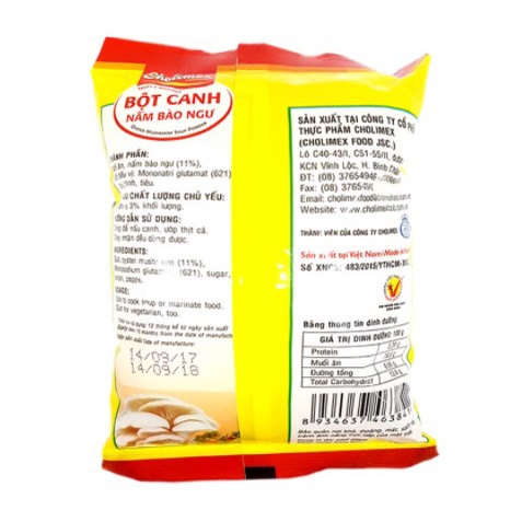 Bộ 2 Gói Bột Canh Cholimex Nấm Bào Ngư 180G Chính Hãng