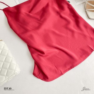 Áo 2 dây lụa đỏ dáng basic