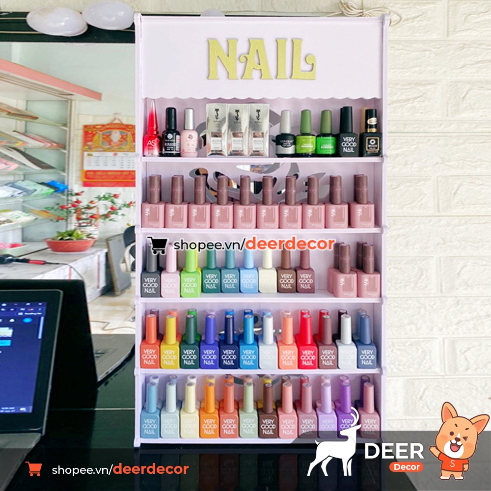 Kệ Để Đồ Nail - Để Nước Sơn Treo Tường - DEER DECOR