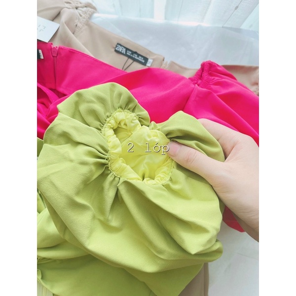 Váy xoắn ngực li dọc tay bồng hot hit