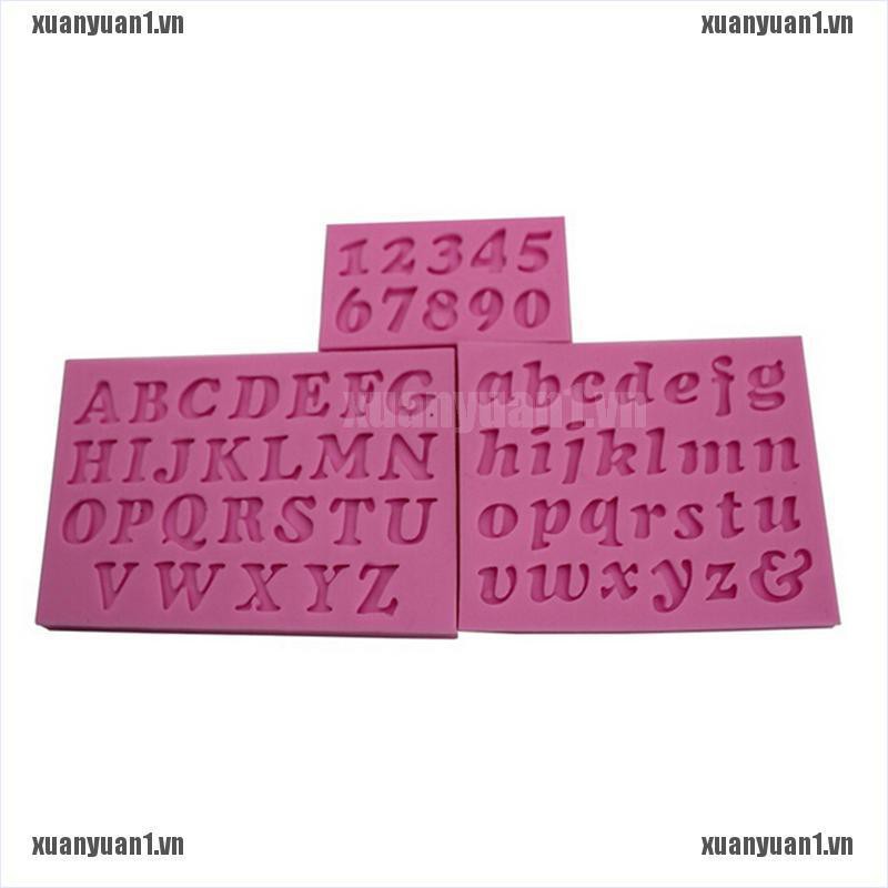 [XUANYUAN1] Set 3 Khuôn Silicone Hình Chữ Cái &amp; Số Mini Dùng Để Trang Trí Bánh Kem