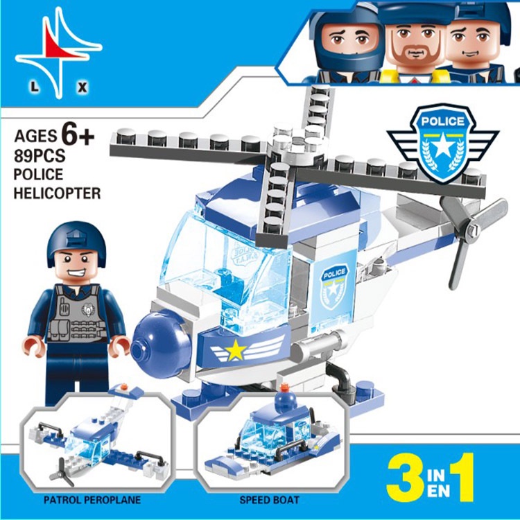 Đồ Chơi Lắp Ráp Kiểu LEGO Mô Hình Cảnh Sát Thành Phố Hòa Bình SWAT ROBOT Chiến Đấu/ Máy Bay Trực Thăng/ Xe Cơ Động PX250