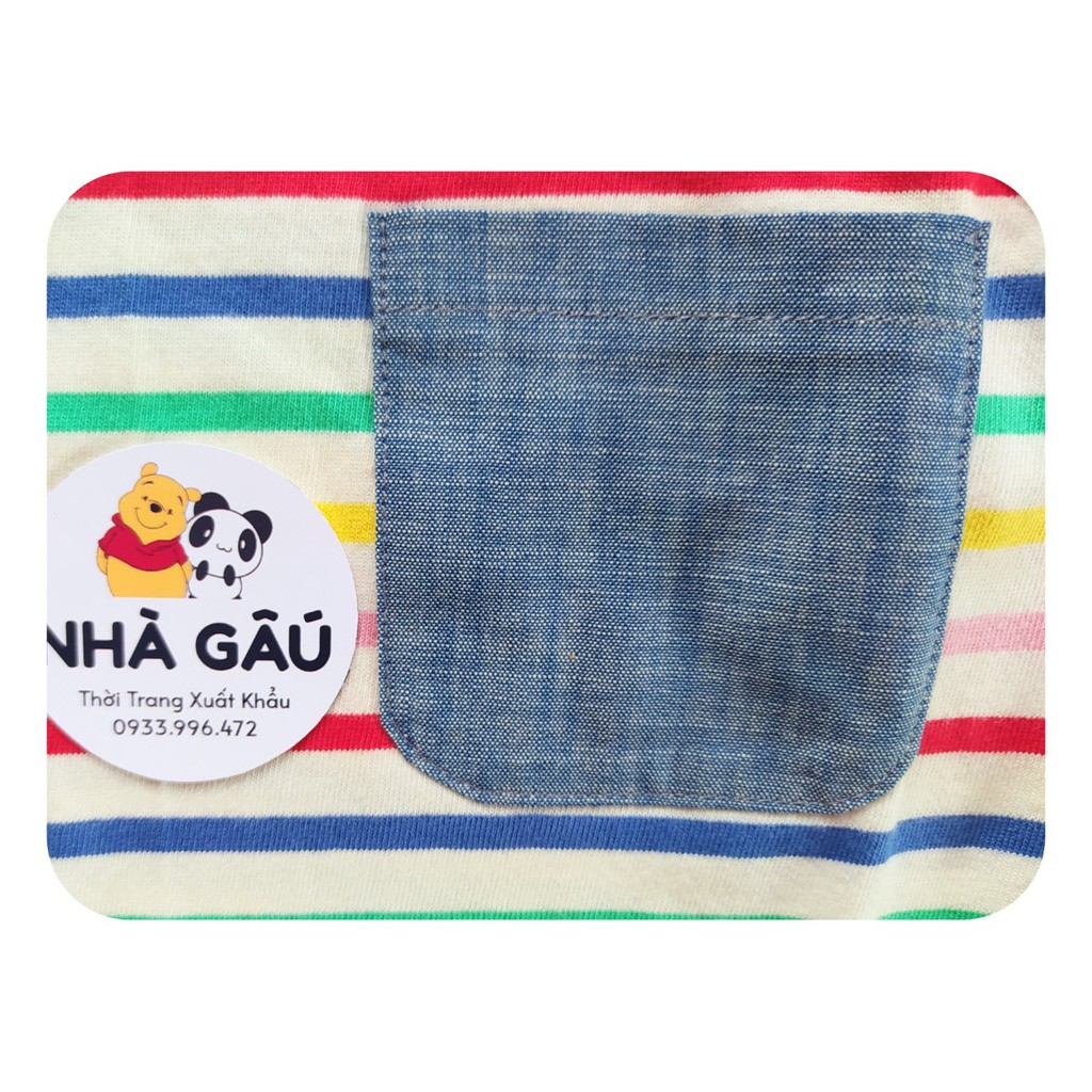 Đầm sọc ngang nhiều màu Horizontal stripes dress with jeans for girls NG0339