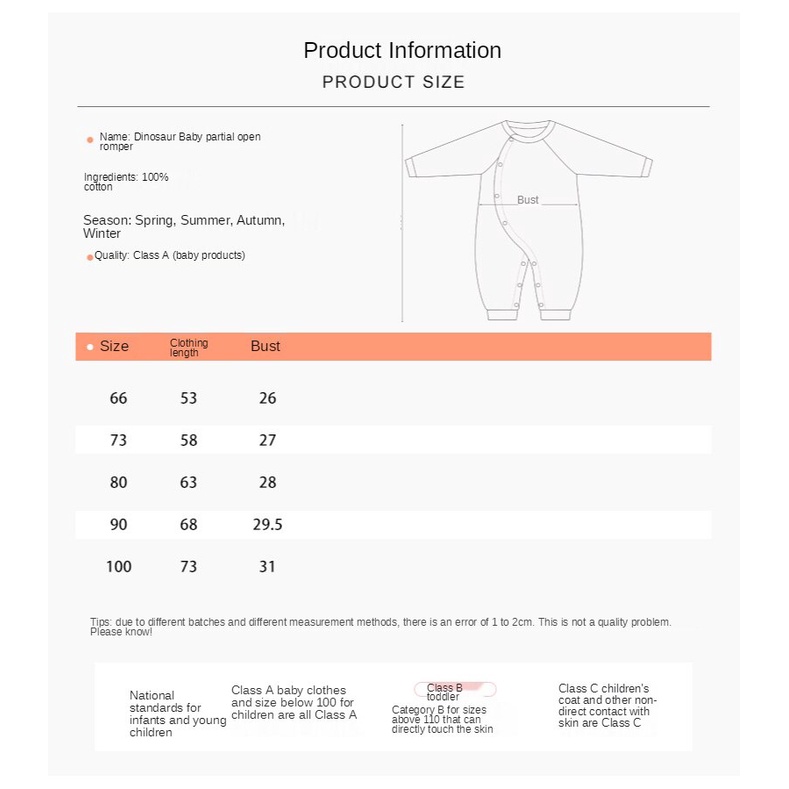 Bộ Áo Liền Quần Cotton Tay Dài In Hình Khủng Long Hoạt Hình One Piece Dễ Thương Cho Bé 0-18 Tháng Tuổi