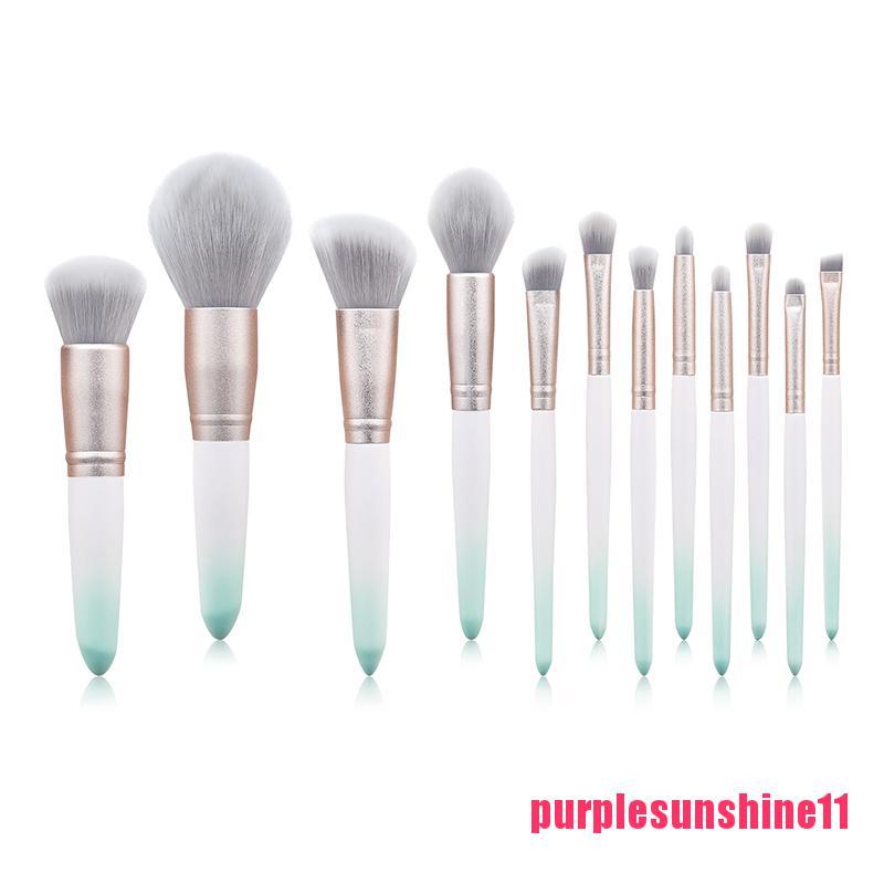 12pcs Gradient Handle Foundation Contour Eye Shadow Eyebrow Make Up Brush