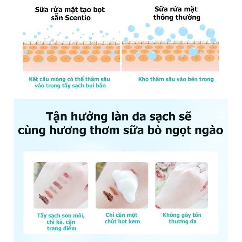 [Chính hãng] Sữa rửa mặt tạo bọt sẵn dưỡng trắng da Scentio Milk Plus Q10 Deep Clean 150ml