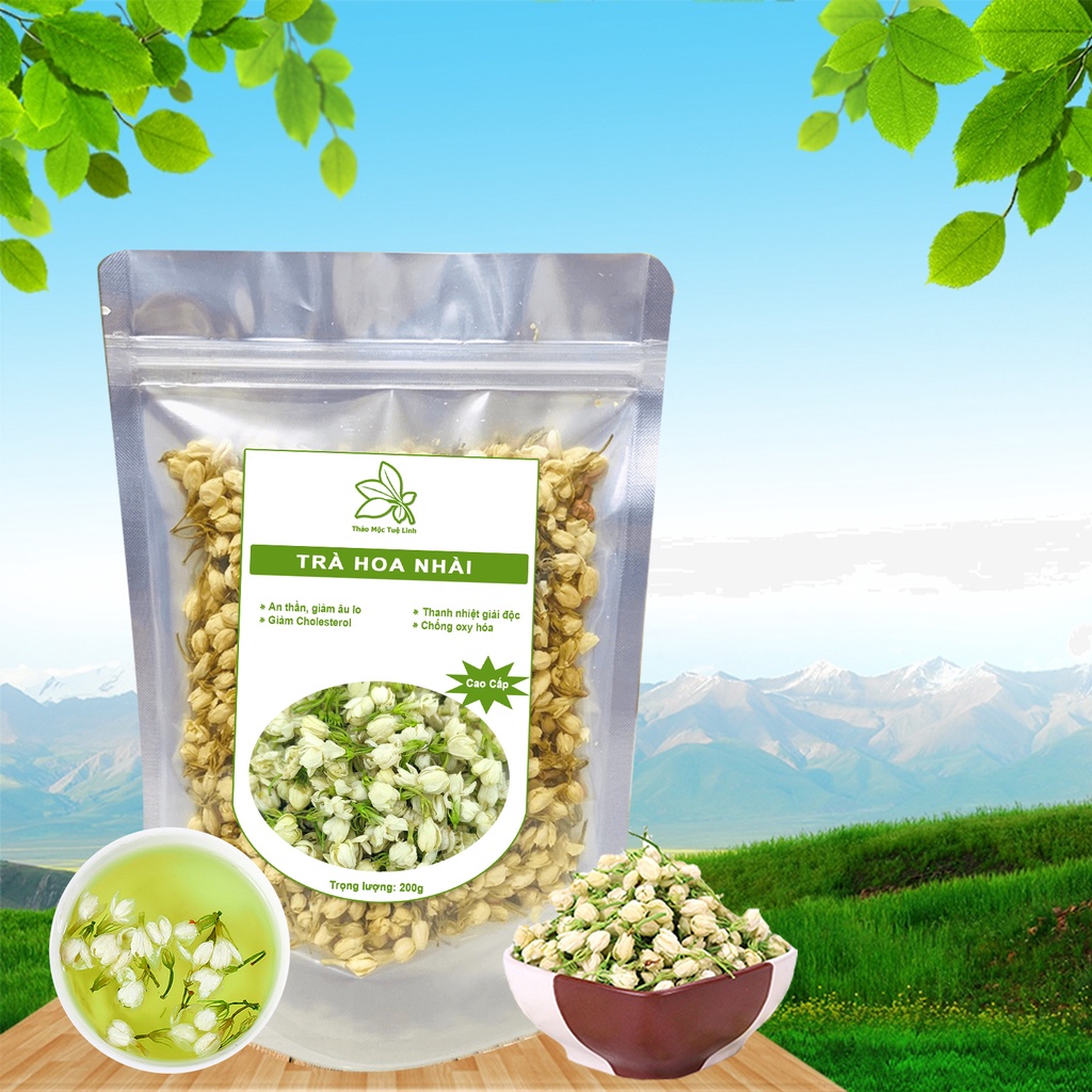 Trà Hoa Nhài (Hoa Lài) 200gr ❤️Freeship❤️ Sấy Khô Nguyên Bông Trắng Đẹp Thượng Hạng