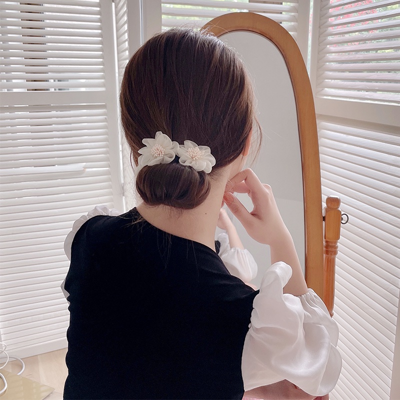 Thanh kẹp tóc búi tóc gắn bông hoa thời trang nữ